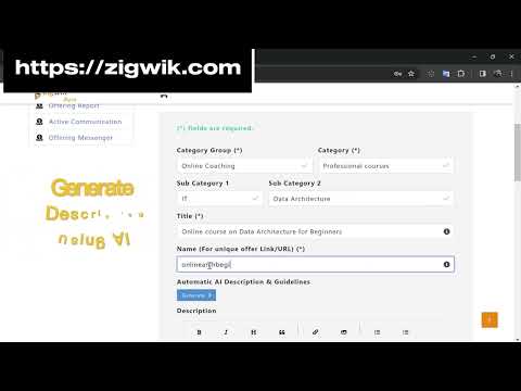 1 min course creation using AI – Zigwik [Video]