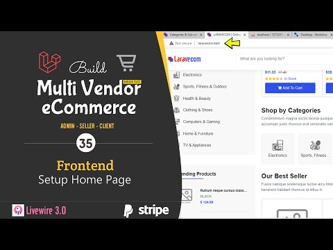 Build Laravel 10 Multi Vendor ECommerce project:  #35 Frontend – Setup Home Page [Video]