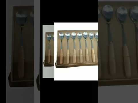 8 Pcs Japanese Style Beech Stainless Steel Long Handle Spoons [Video]