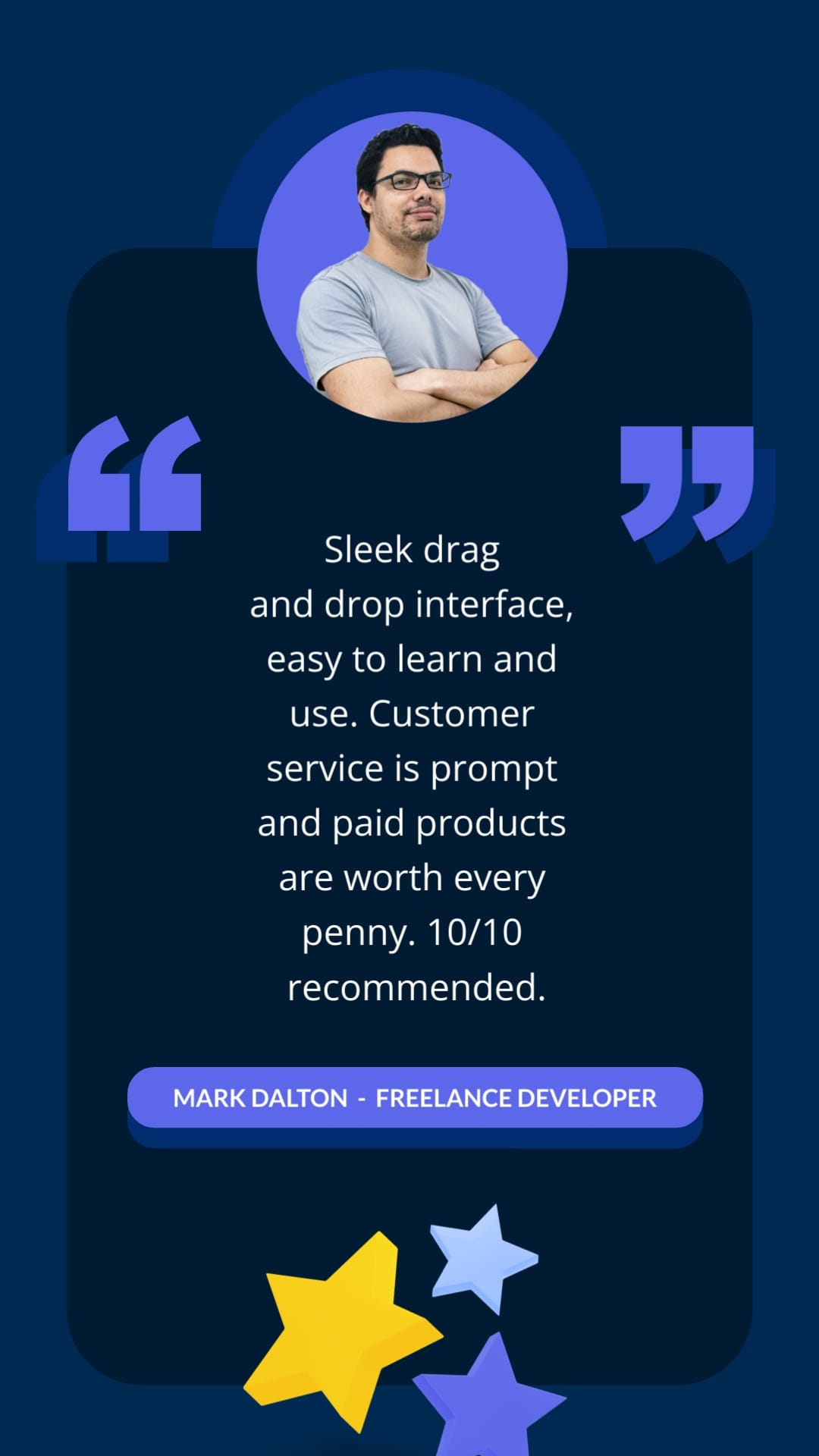 Low-code App Builder Video Testimonial Vertical Template